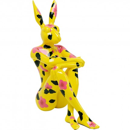 Déco Gangster lapin jaune XL fleurs roses Kare Design