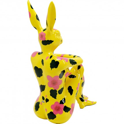 Déco Gangster lapin jaune XL fleurs roses Kare Design