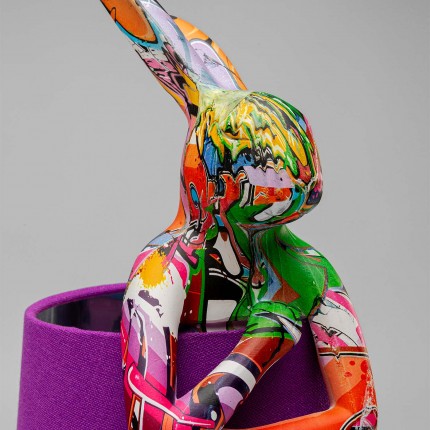 Lampe Animal lapin 50cm graffiti et violette Kare Design