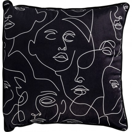 Coussin visages noir Kare Design