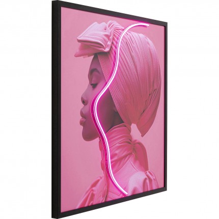 Framed Picture LED pink scarf woman 80x80cm Kare Design