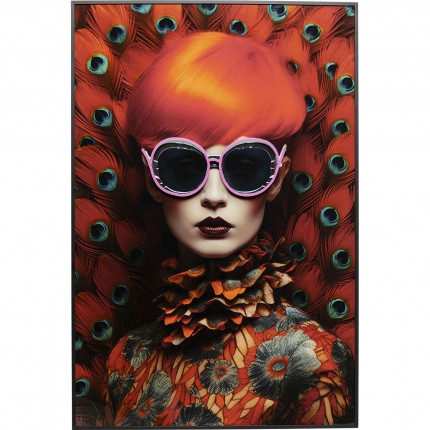 Framed Picture LED Fancy red hair 80x120cm Kare Design