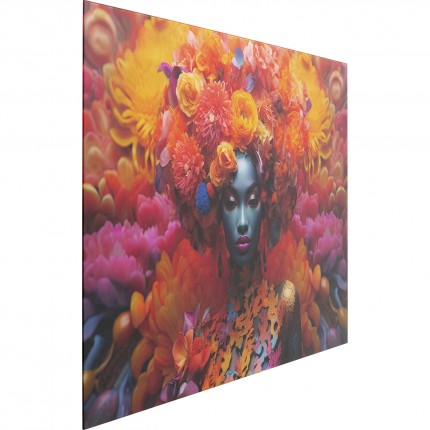 Glass Picture woman orange flowers 120x80cm Kare Design