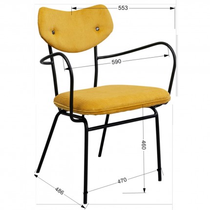 Chaise avec accoudoirs Viola jaune Kare Design