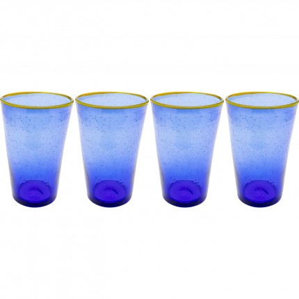 Verres à eau Bubbles bleus set de 4 Kare Design