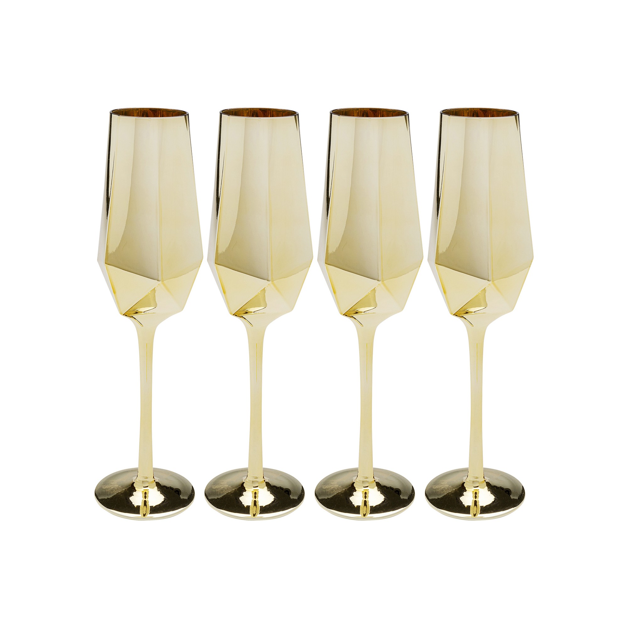 Champagne Glass Diamond gold (4/Set) Kare Design