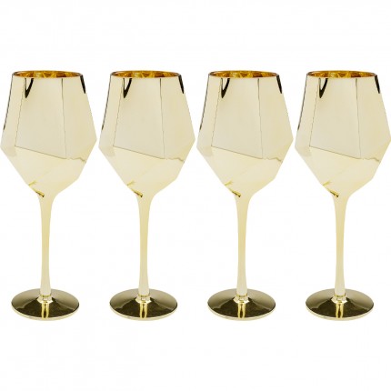 Verres à vin Diamond dorés set de 4 Kare Design