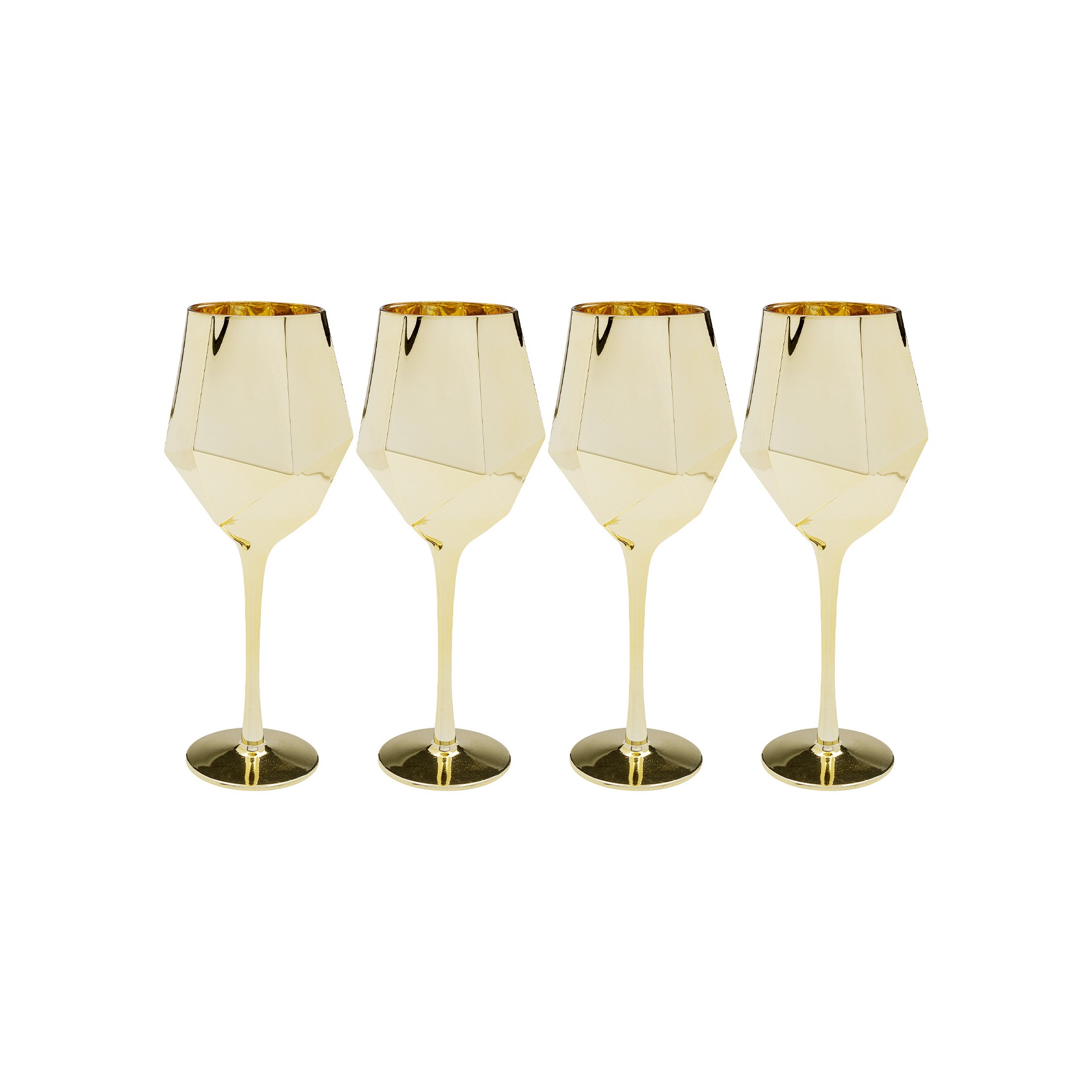 Verres à vin Diamond dorés set de 4 Kare Design