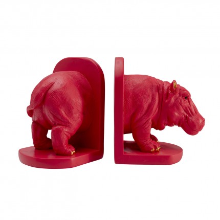 Serre-livres hippopotame rose set de 2 Kare Design