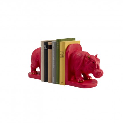 Serre-livres hippopotame rose set de 2 Kare Design