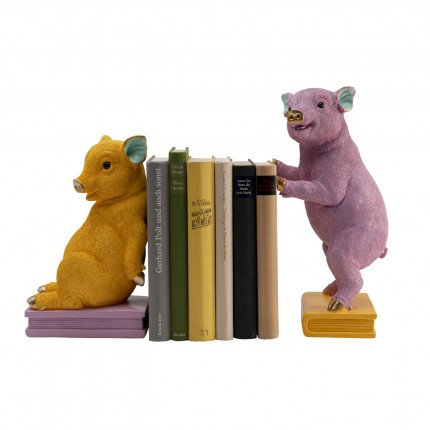 Serre-livres cochons jaunes et violets set de 2 Kare Design