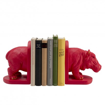 Serre-livres hippopotame rose set de 2 Kare Design