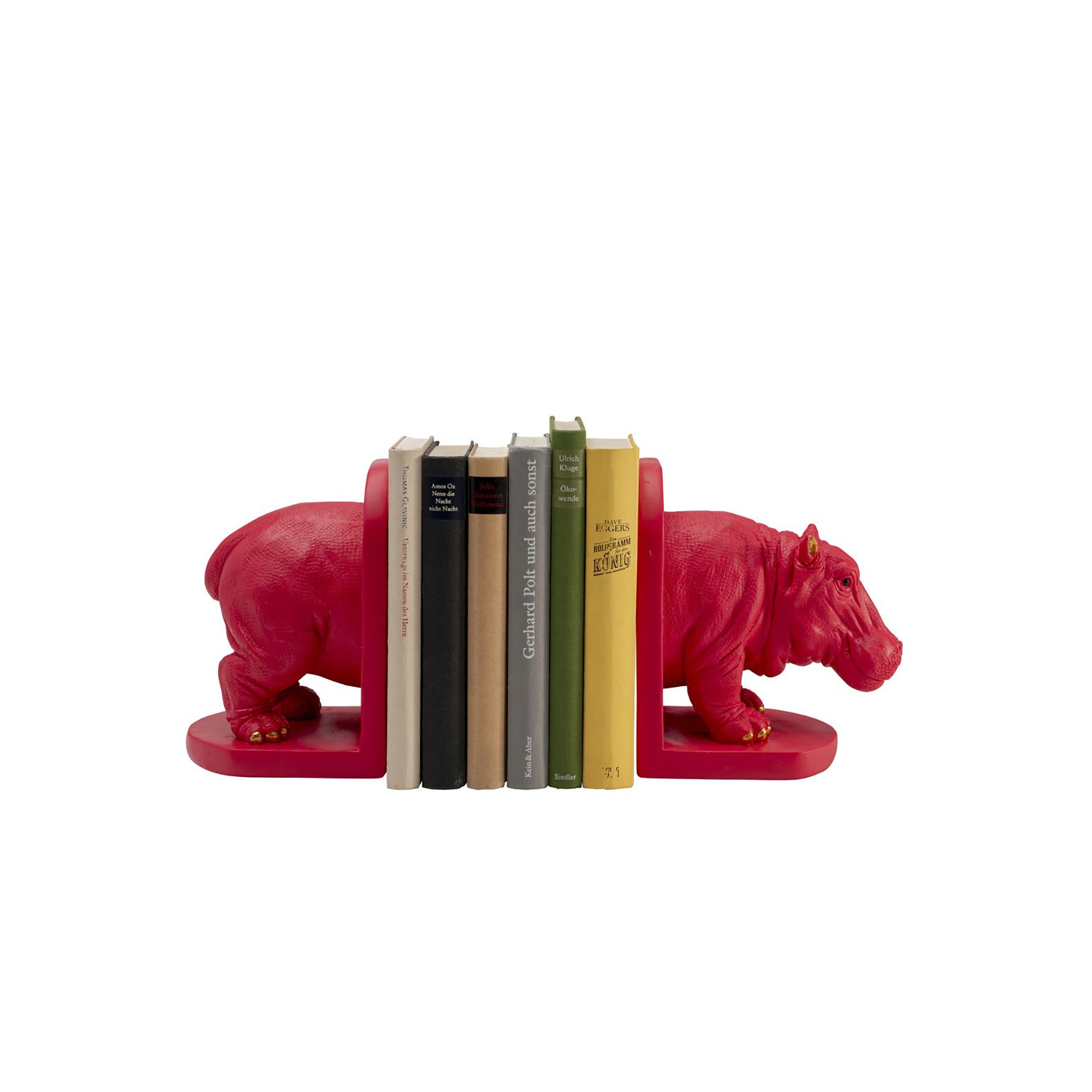 Serre-livres hippopotame rose set de 2 Kare Design