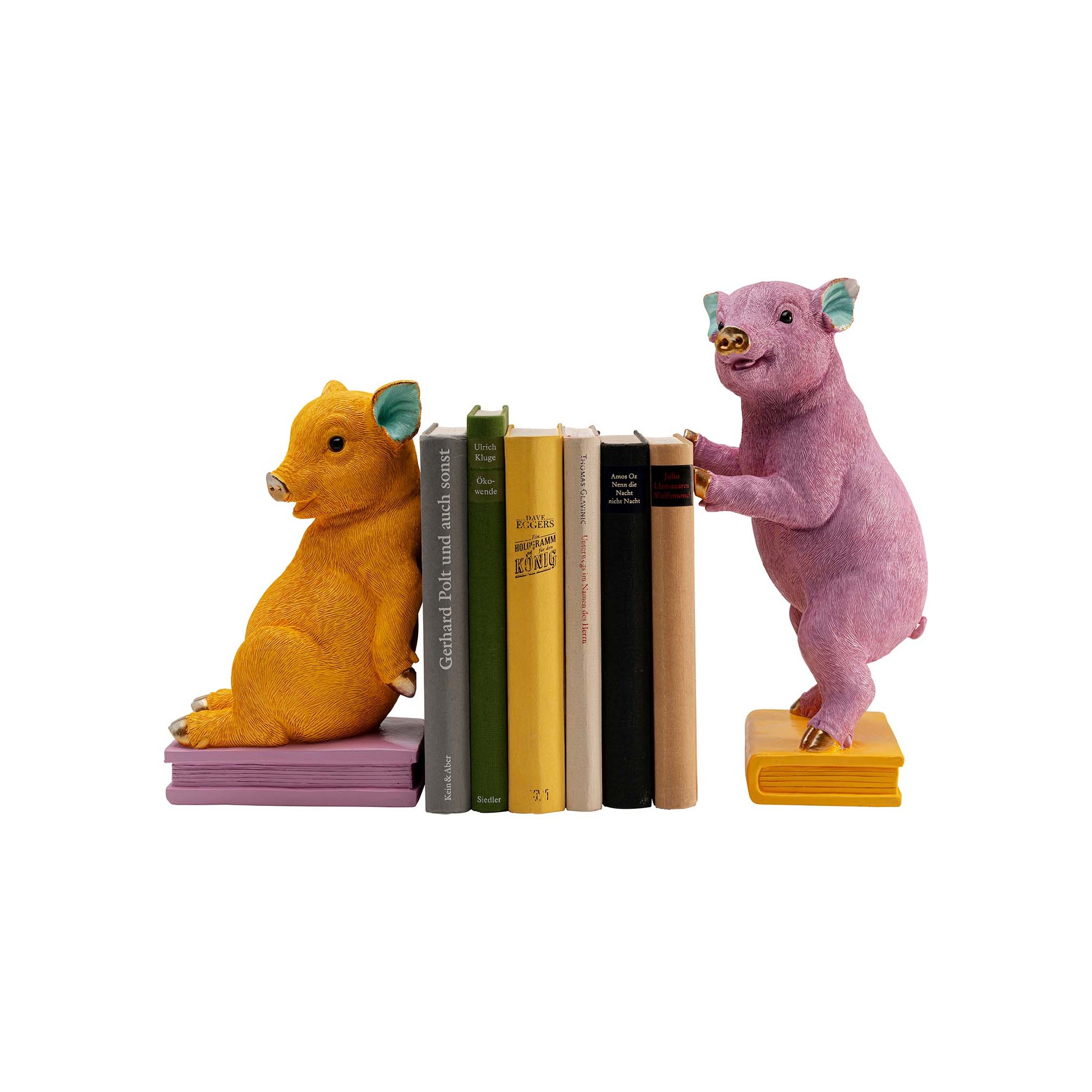 Serre-livres cochons jaunes et violets set de 2 Kare Design