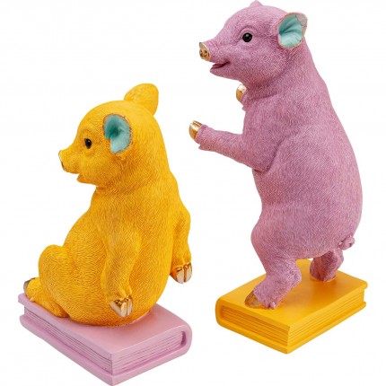 Bookend yellow and purple pigs (2/Set) Kare Design