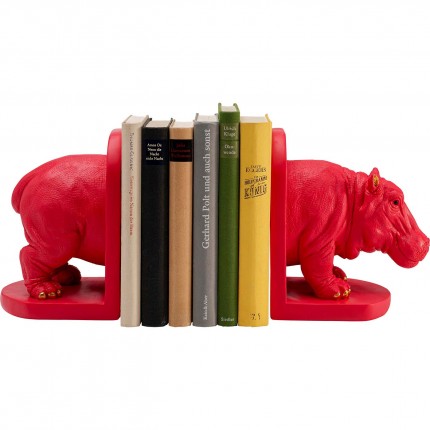 Serre-livres hippopotame rose set de 2 Kare Design