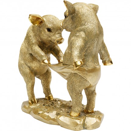 Deco curious pigs 20cm gold Kare Design