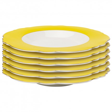 Assiettes creuses Harlequin 23cm jaunes set de 6 Kare Design