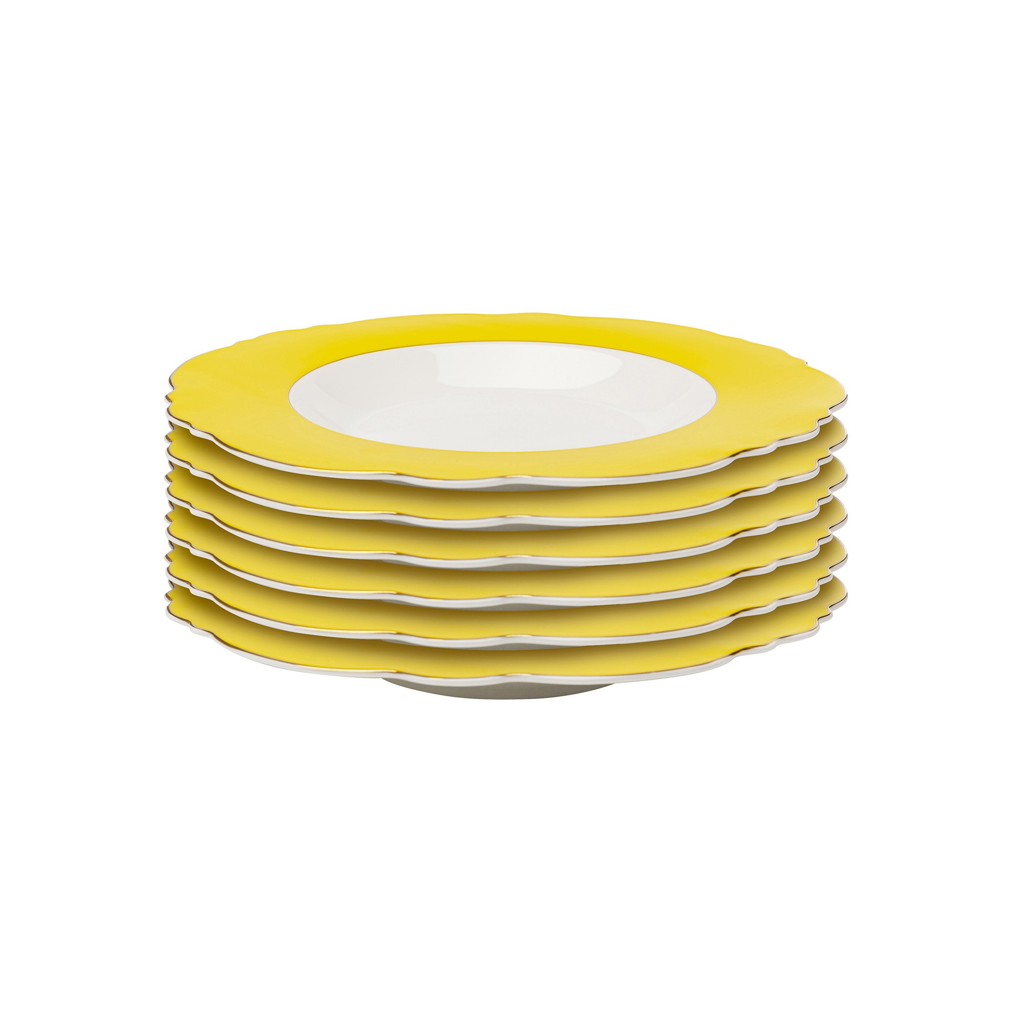 Assiettes creuses Harlequin 23cm jaunes set de 6 Kare Design