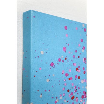 Tableau Touched fleurs pirogue 120x160cm bleu et rose Kare Design