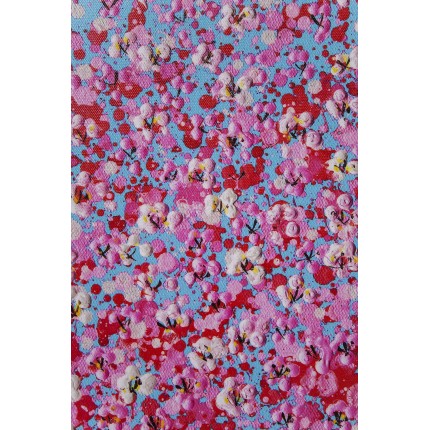 Tableau Touched fleurs pirogue 120x160cm bleu et rose Kare Design