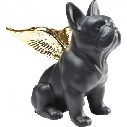 Déco bouledogue noir ailes dorées Kare Design