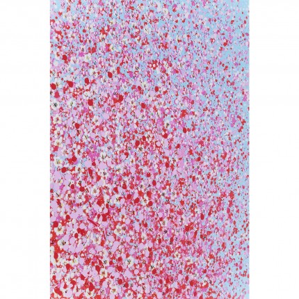 Tableau Touched fleurs pirogue 80x100cm bleu et rose Kare Design