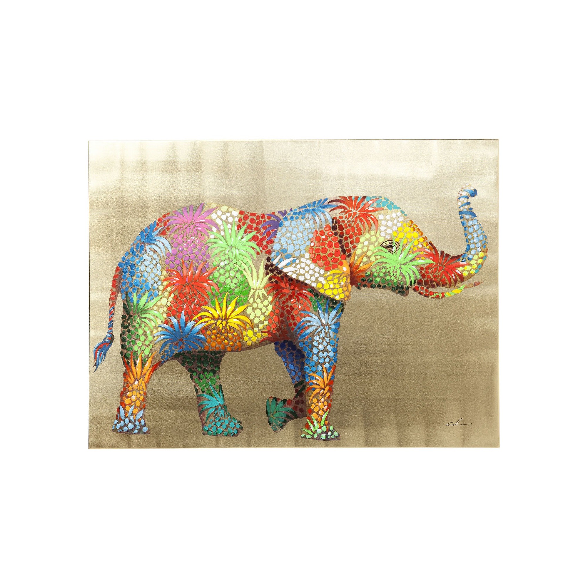 Picture Touched Flower Elefant 90x120cm Kare Design