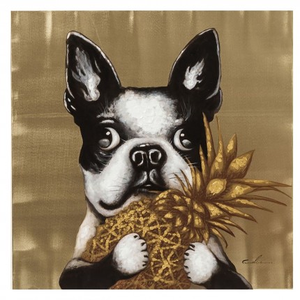 Picture Touched dog with pineapple 80x80cm Kare Design