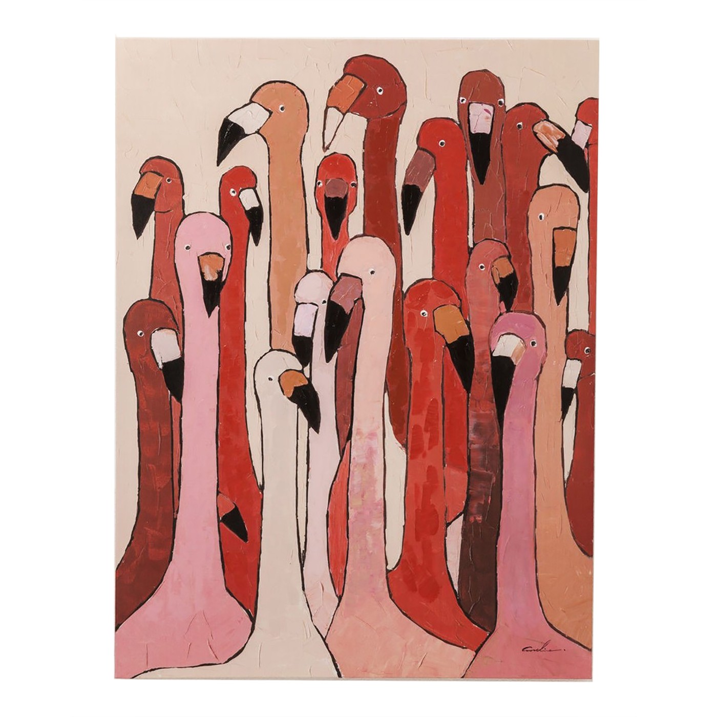 Kare Design Tableau Touched flamants roses 90x120cm