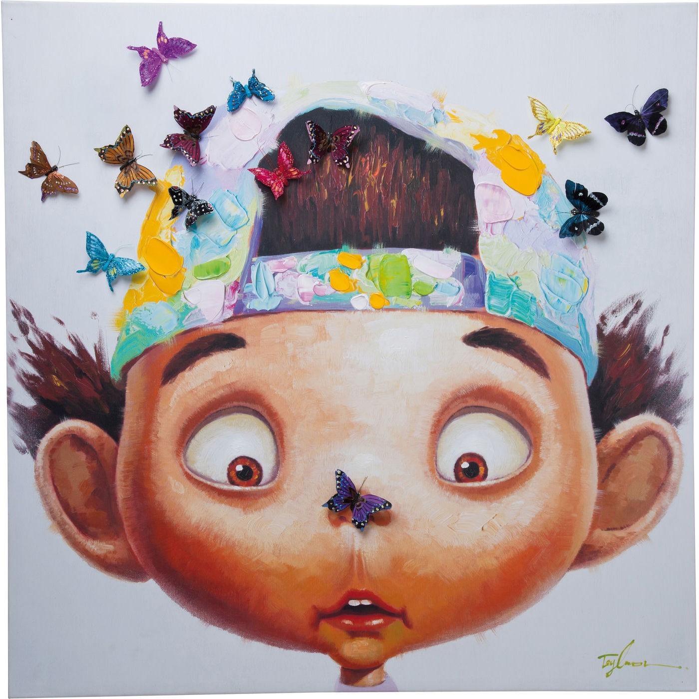 Kare Design Tableau Touched Boy with Butterflys 100x100cm