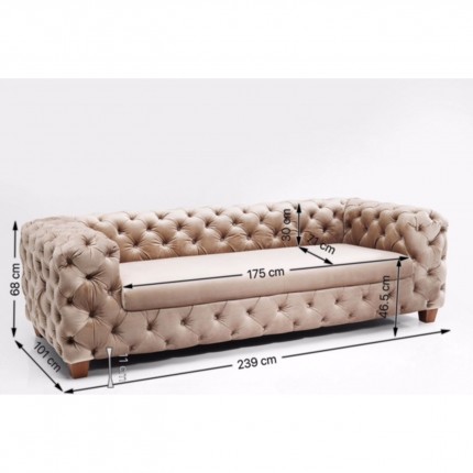 Sofa Desire 3-Seater velvet cream Kare Design