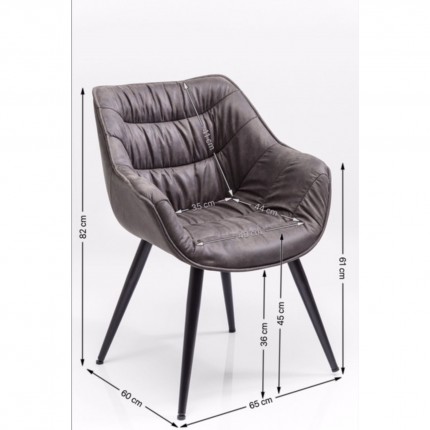 Chair with armrests Thelma grey Kare Design