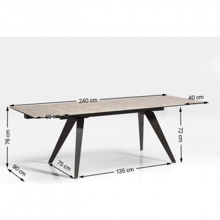 Extension Table Amsterdam Dark 160(40+40)x90cm Kare Design