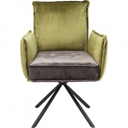 Chair with armrests Chelsea green and grey Kare Design