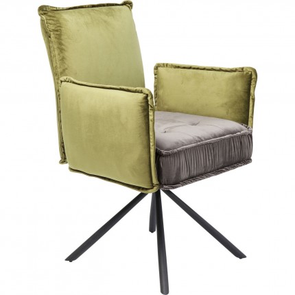 Chair with armrests Chelsea green and grey Kare Design