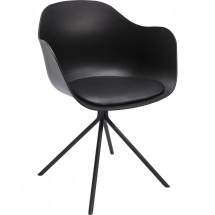 Chaise avec accoudoirs pivotante Bel Air noire Kare Design