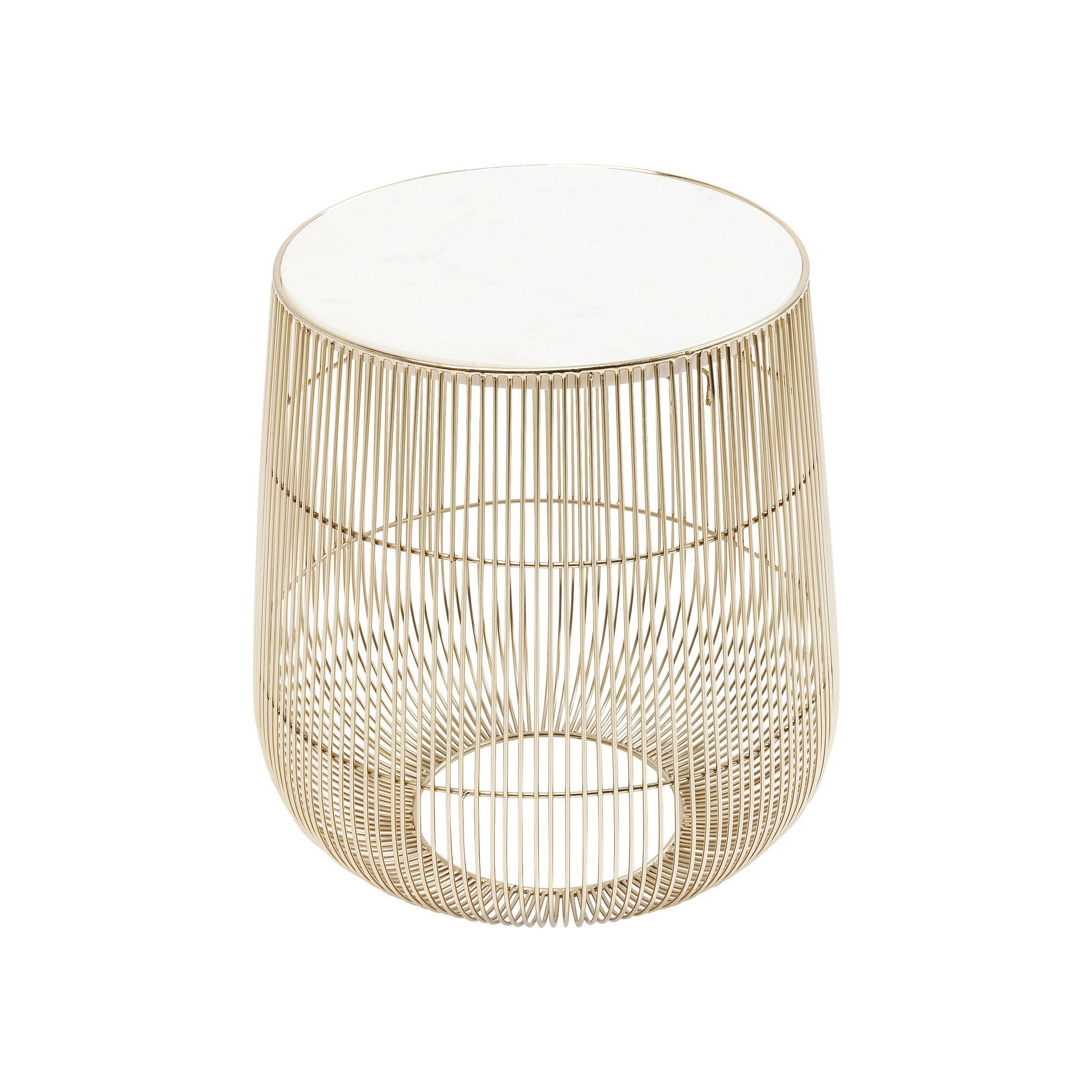 Side Table Beam White Marble Brass Ø32cm Kare Design