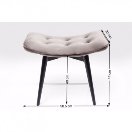 Stool Black Vicky Velvet Grey Kare Design