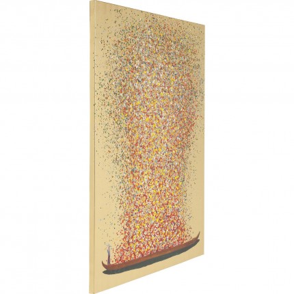 Tableau Touched fleurs pirogue 80x100cm doré Kare Design