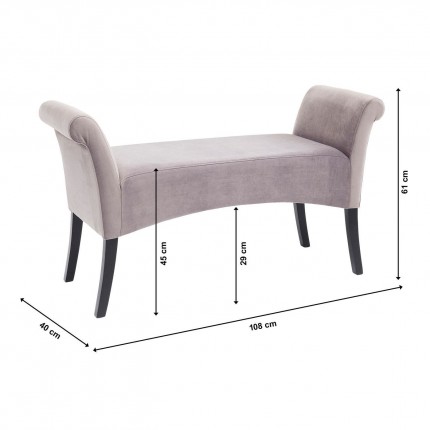 Bench Motley velvet silvergrey Kare Design