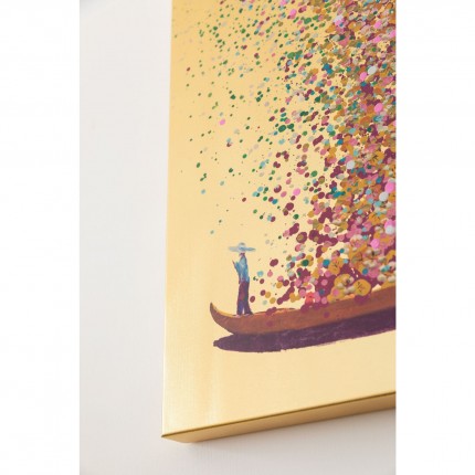 Picture Touched Flower Boat 100x80cm gold and pink Kare Design