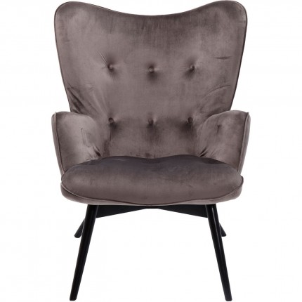 Armchair Black Vicky Velvet Grey Kare Design