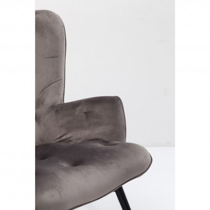 Armchair Black Vicky Velvet Grey Kare Design