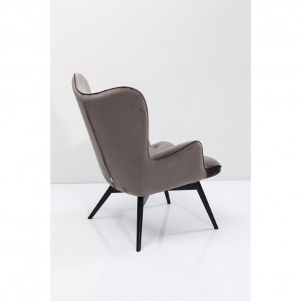 Armchair Black Vicky Velvet Grey Kare Design