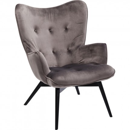 Armchair Black Vicky Velvet Grey Kare Design