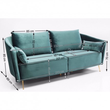 Sofa Vegas Forever 3-Seater Bluegreen Kare Design