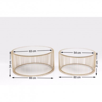 Coffee Table Wire Brass (2/Set) Kare Design