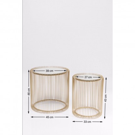 Side Table Wire Brass (2/Set) Ø44cm Kare Design