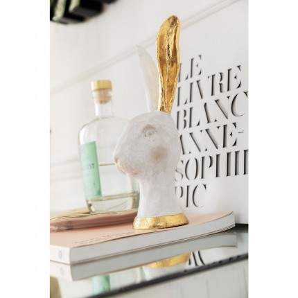 Déco tête de lapin 30cm blanc et doré Kare Design